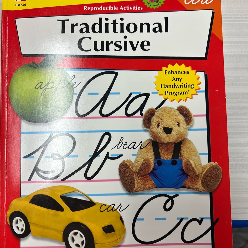 Traditional Cursive Activity Book with Bear and Car